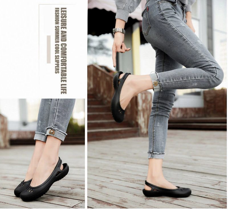 Iza Kvinders Slip-on Flade Åndbare Sommer Sorte Sko - Sort