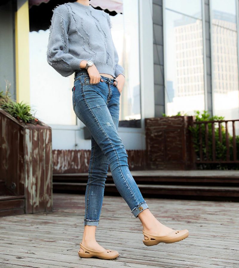 Iza Slip-on Flade Åndbare Sommersko Til Kvinder - Beige