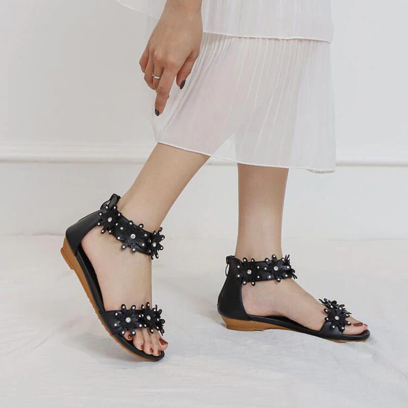 Janina Ankelrem Til Kvinder Flad Romersk Sandal - Brun