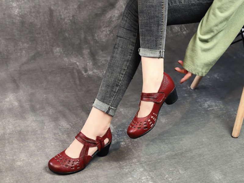 Janny Damehæle Sandal - Rød