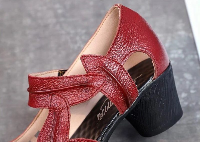 Janny Damehæle Sandal - Rød