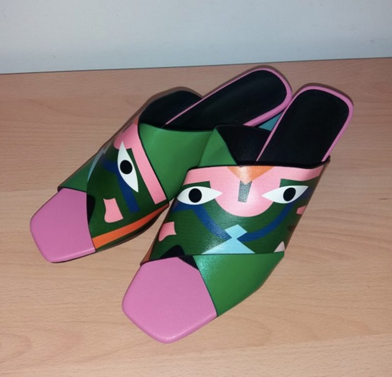 Jonkins Dame Med Prints Hæl Sandal - Blå