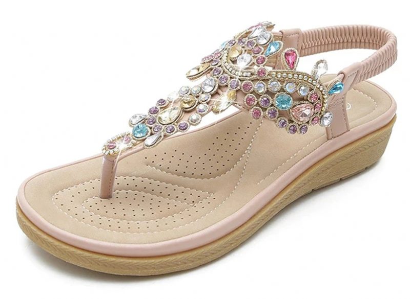Julia Dame Casual Sandal Med Rhinestones - Pink
