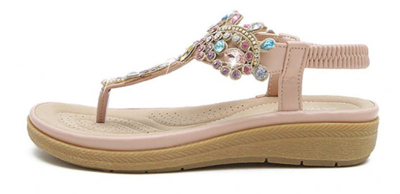 Julia Dame Casual Sandal Med Rhinestones - Pink