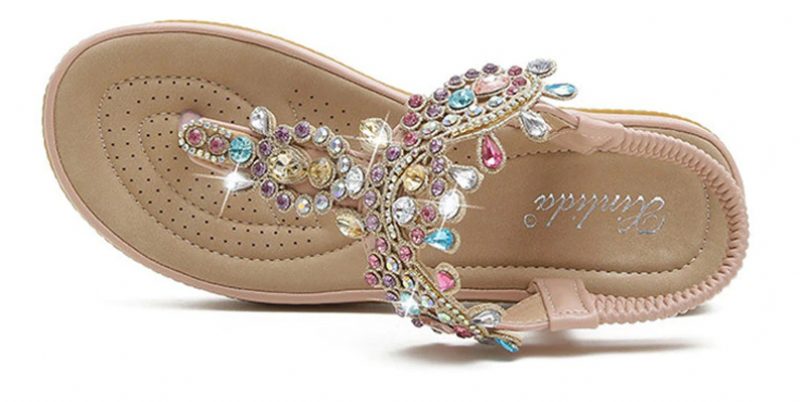 Julia Dame Casual Sandal Med Rhinestones - Pink