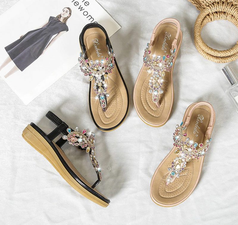 Julia Dame Casual Sandal Med Rhinestones - Pink
