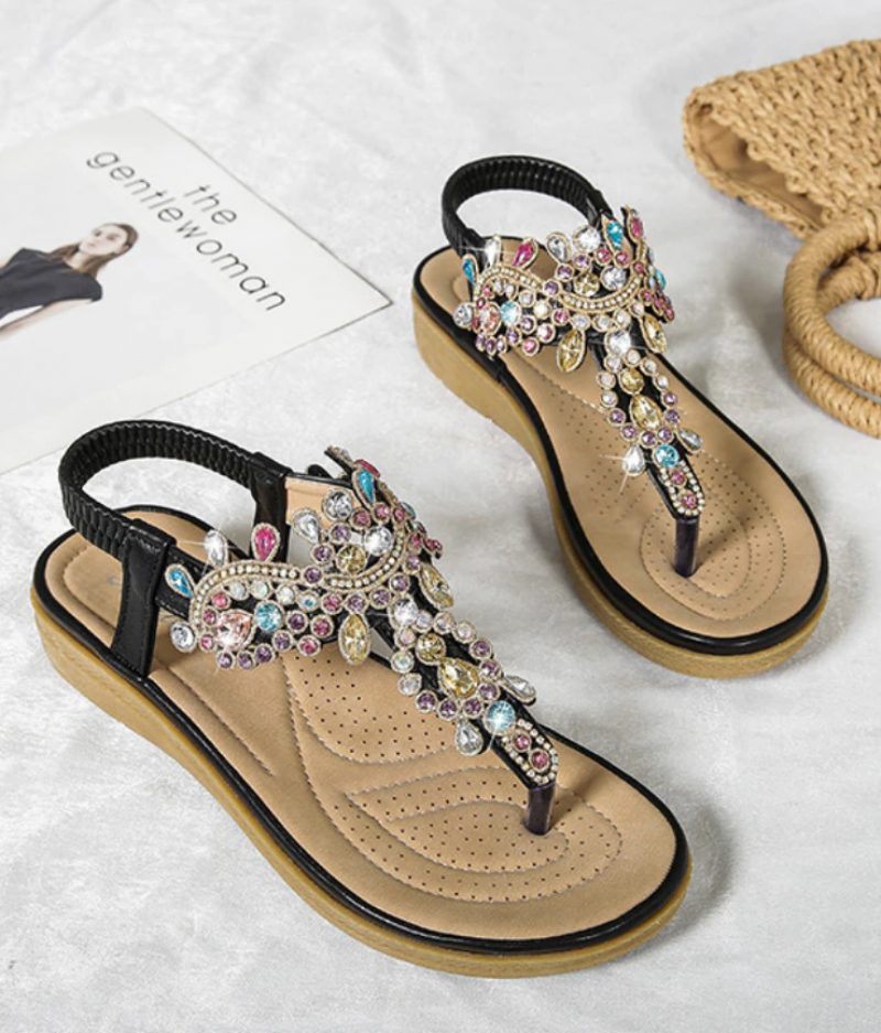 Julia Dame Casual Sandal Med Rhinestones - Pink
