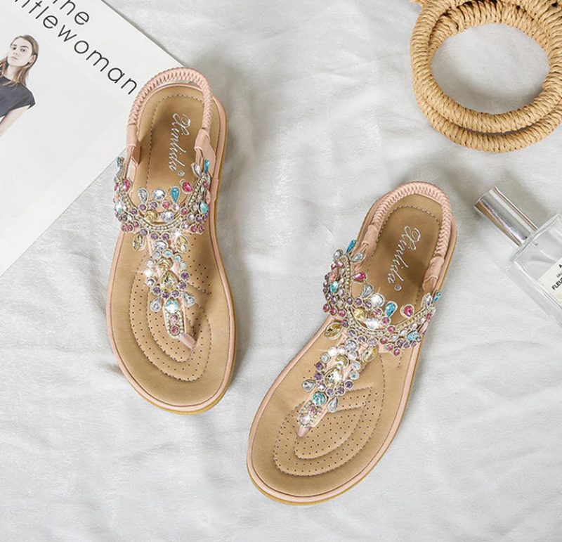 Julia Dame Casual Sandal Med Rhinestones - Pink
