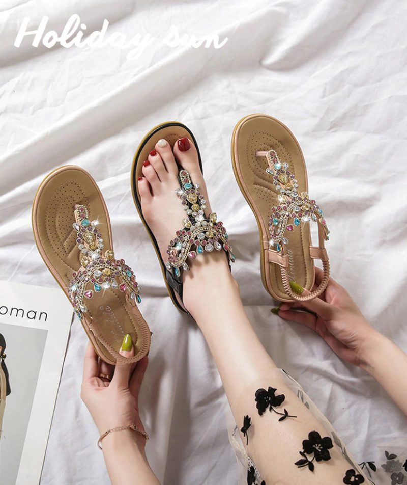 Julia Dame Casual Sandal Med Rhinestones - Pink
