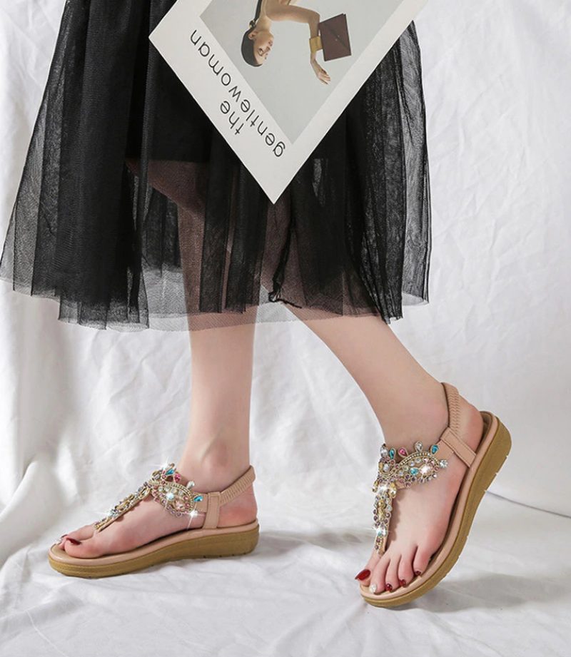 Julia Dame Casual Sandal Med Rhinestones - Pink