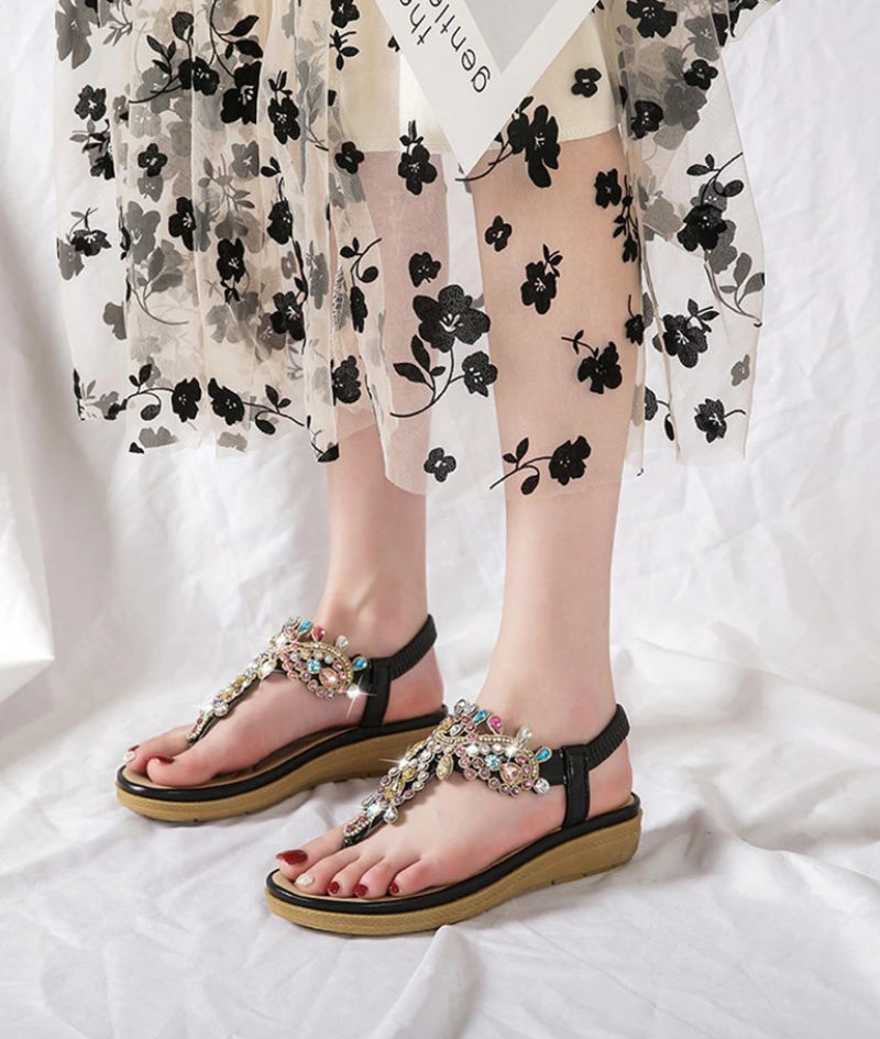 Julia Dame Casual Sandal Med Rhinestones - Pink