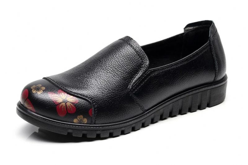 Karolay Dame Loafer - Blomster-Sort