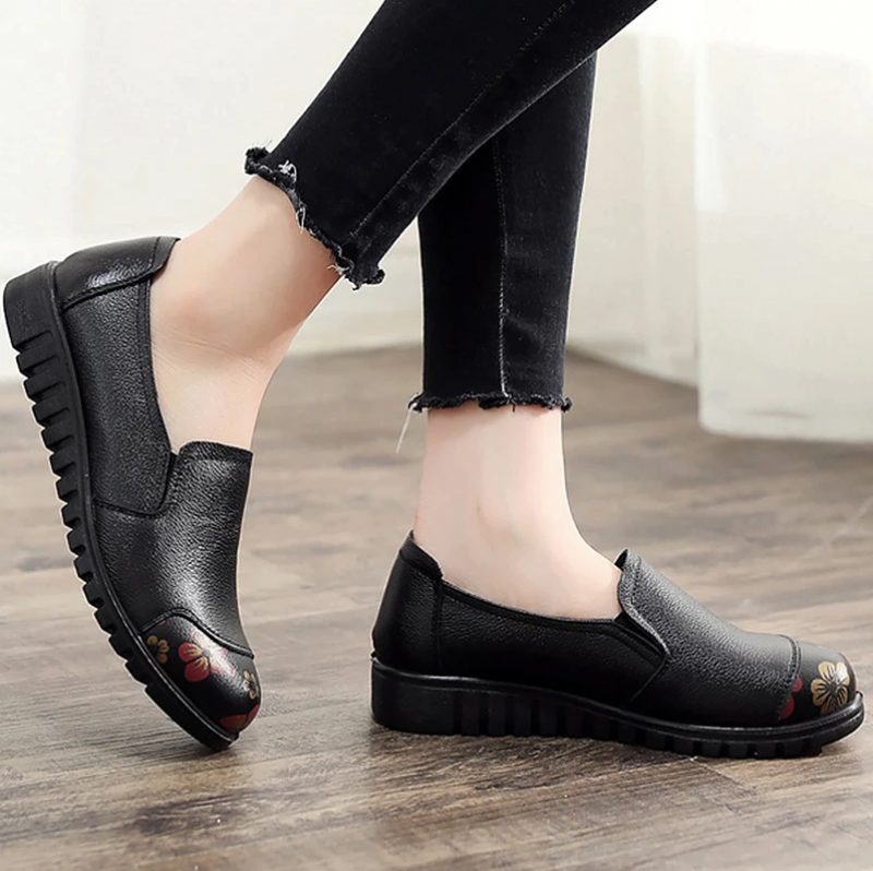 Karolay Dame Loafer - Blomster-Sort