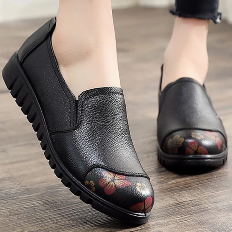Karolay Dame Loafer - Blomster-Sort