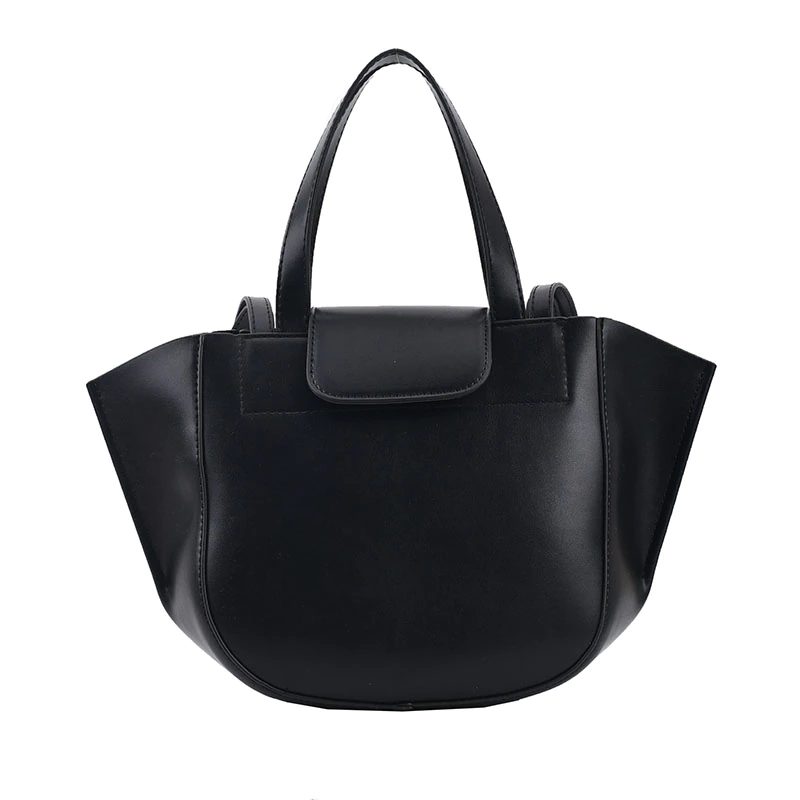 Karoli Dame Designer Kort Håndtag Læder Cross Shoulder Håndtaske - Sort