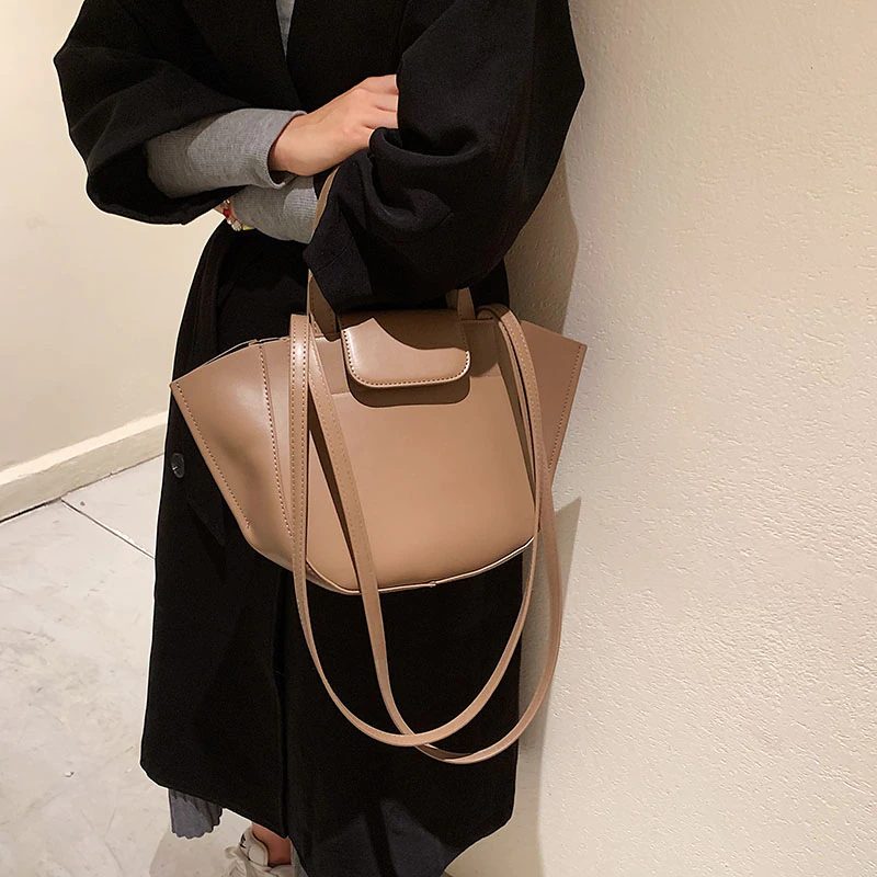 Karoli Dame Designer Kort Håndtag Læder Cross Shoulder Håndtaske - Sort