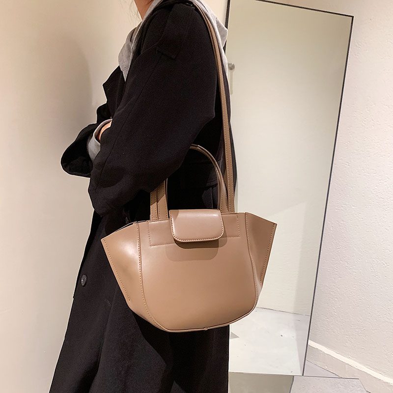 Karoli Dame Designer Kort Håndtag Læder Cross Shoulder Håndtaske - Sort