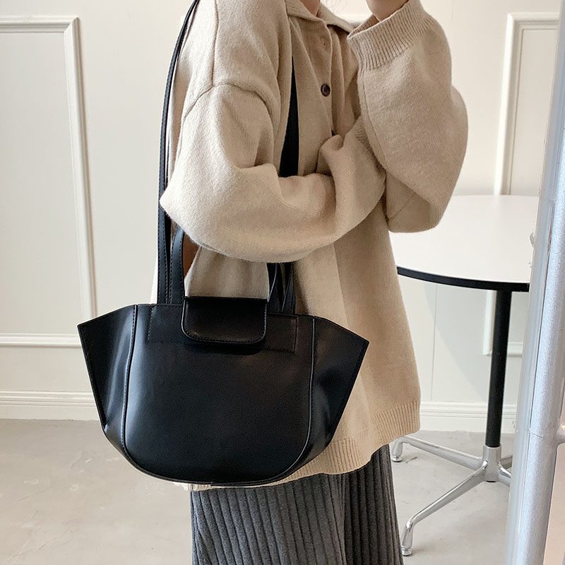 Karoli Dame Designer Kort Håndtag Læder Cross Shoulder Håndtaske - Sort