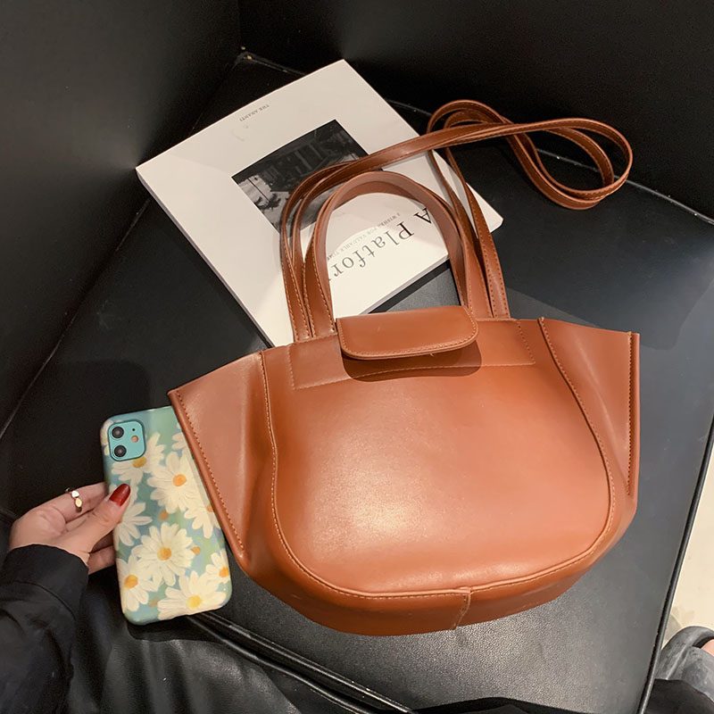 Karoli Dame Designer Kort Håndtag Læder Cross Shoulder Håndtaske - Sort