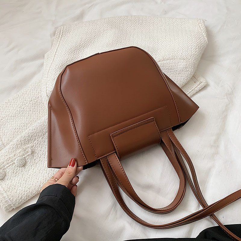 Karoli Dame Designer Kort Håndtag Læder Cross Shoulder Håndtaske - Sort