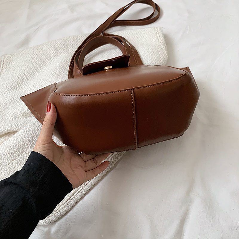 Karoli Dame Designer Kort Håndtag Læder Cross Shoulder Håndtaske - Sort
