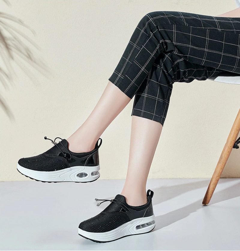 Kautin Komfortable Sneaker Sorte Sko Til Kvinder Platform - Sort