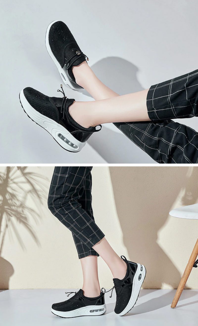 Kautin Komfortable Sneaker Sorte Sko Til Kvinder Platform - Sort