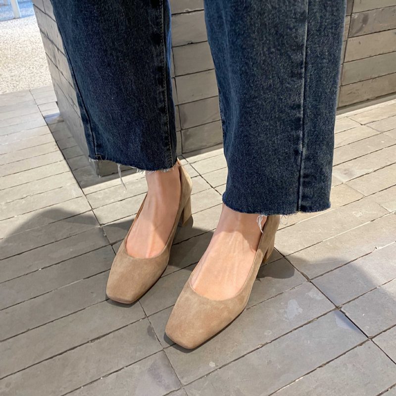 Kendra Dame Square Toe Suede Pumps Sko - Sort