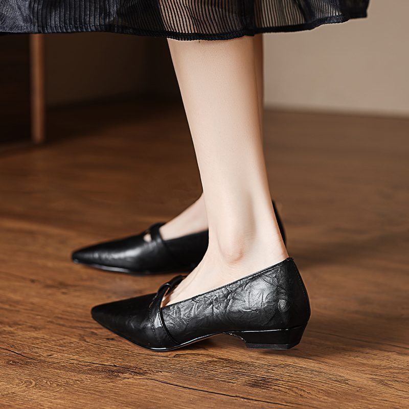 Kiara Dame Flats Spidse Casual Pumps - Sort