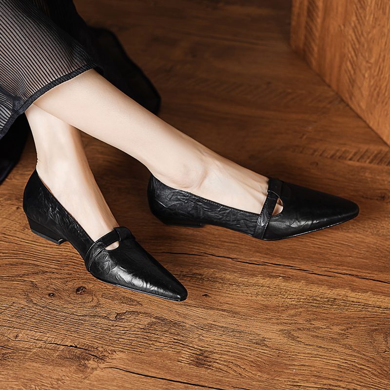 Kiara Dame Flats Spidse Casual Pumps - Sort