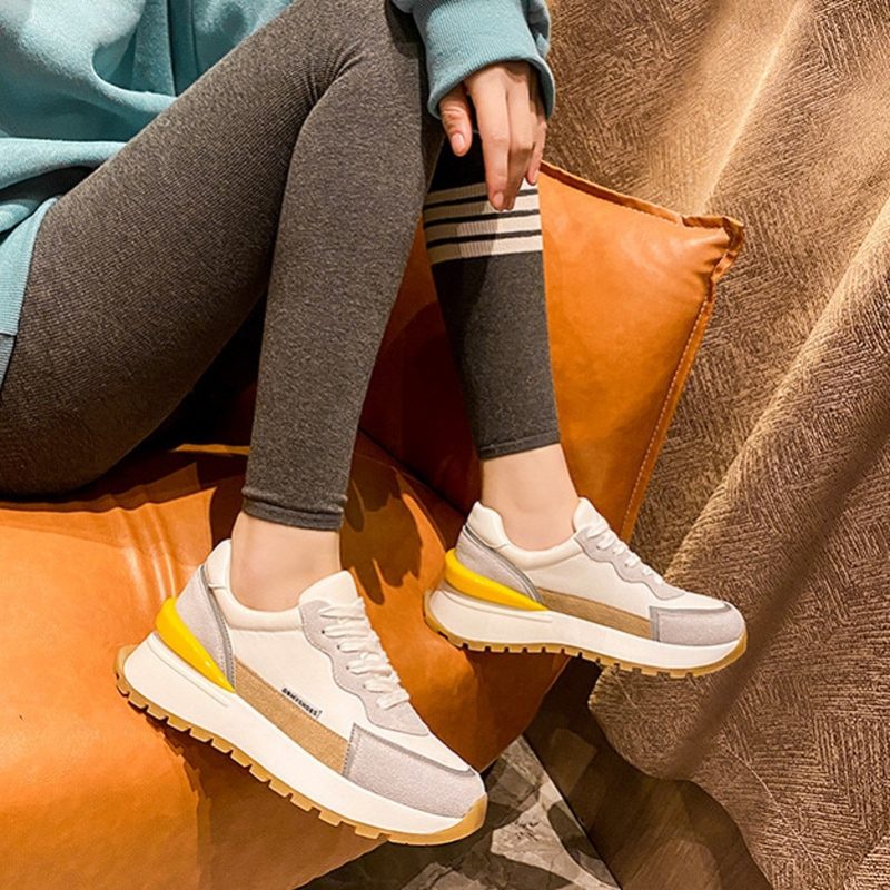 Koby Platform Sneaker I Flad Læder Til Kvinder - Hvid