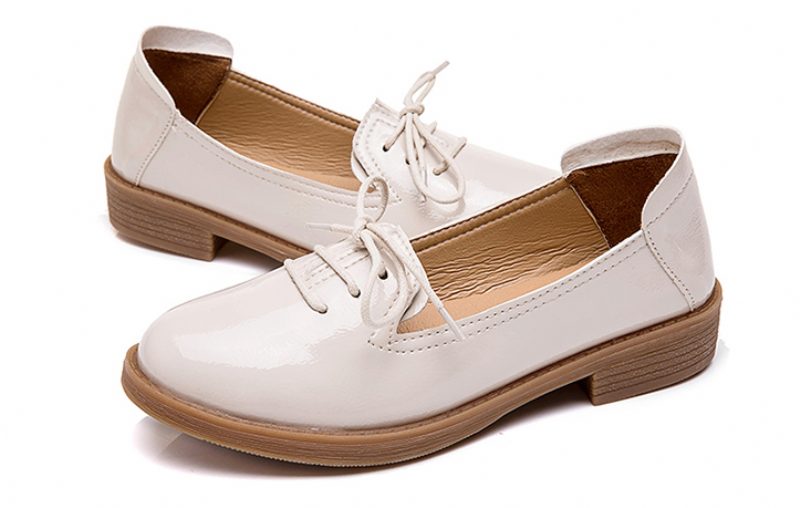 Kymi Afslappet Læder Loafer Sko Til Kvinder - Beige