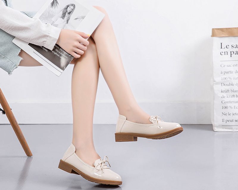 Kymi Afslappet Læder Loafer Sko Til Kvinder - Beige