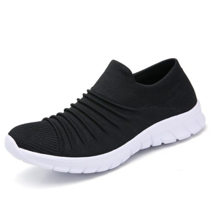Lanet Dame Åndbare Komfortable Slip-on Loafers Sorte Sko - Sort