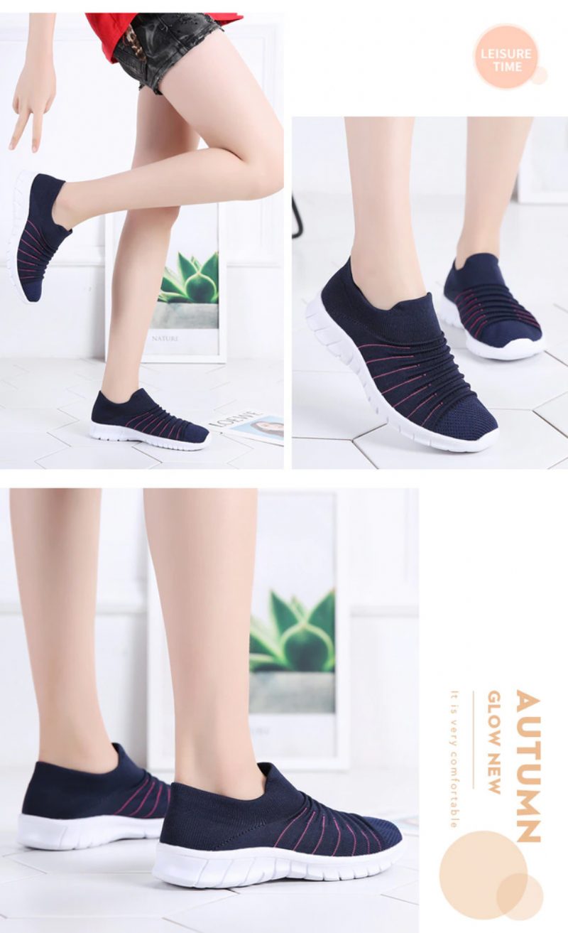 Lanet Dame Åndbare Komfortable Slip-on Loafers Sorte Sko - Sort
