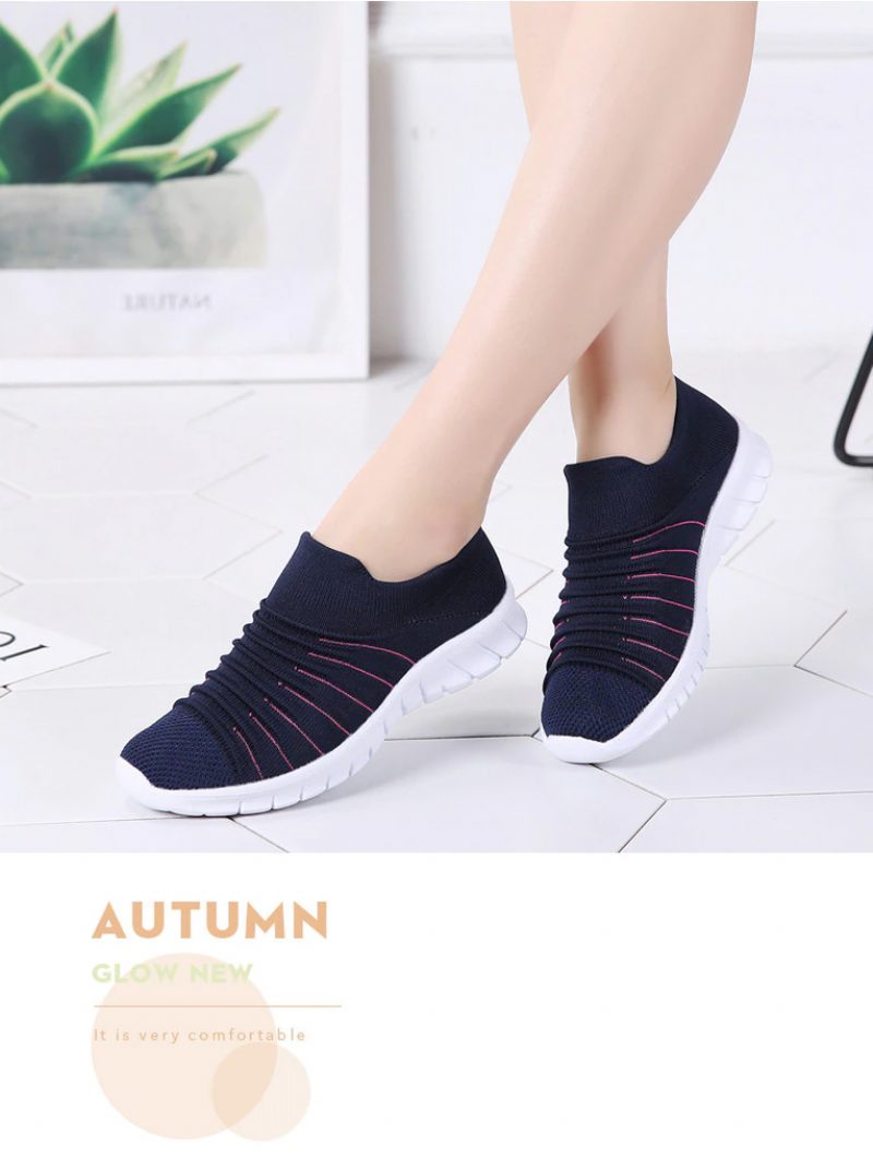 Lanet Dame Åndbare Komfortable Slip-on Loafers Sorte Sko - Sort