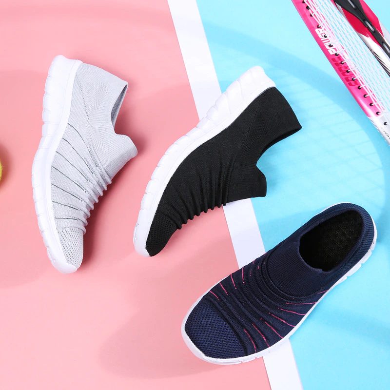Lanet Dame Åndbare Komfortable Slip-on Loafers Sorte Sko - Sort