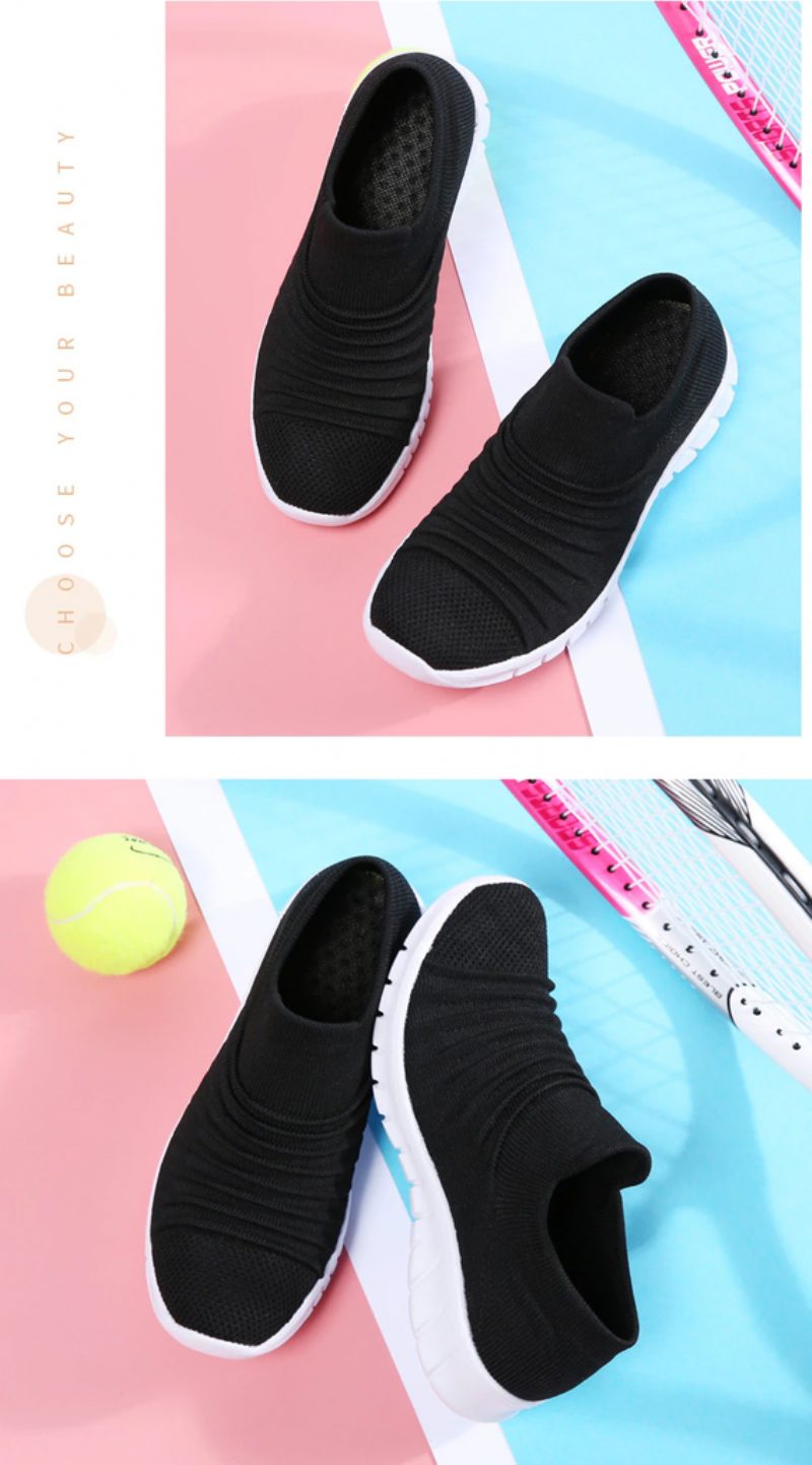 Lanet Dame Åndbare Komfortable Slip-on Loafers Sorte Sko - Sort