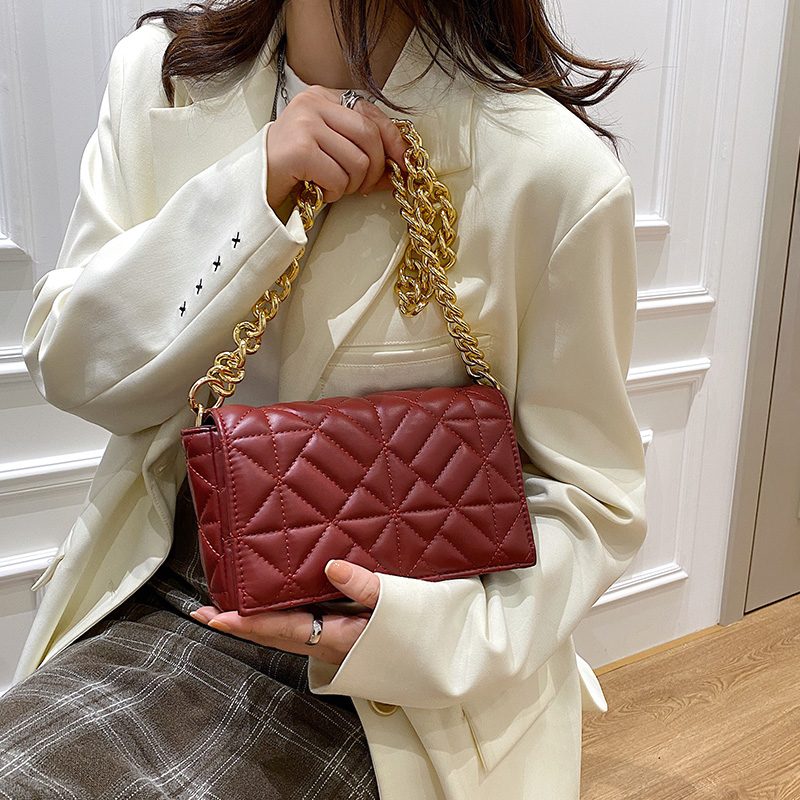 Latty Dame Minimalistisk Quiltet Flap Håndtaske - Brun