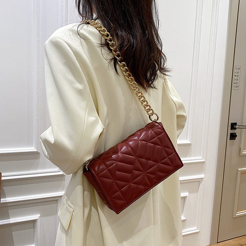 Latty Dame Minimalistisk Quiltet Flap Håndtaske - Brun