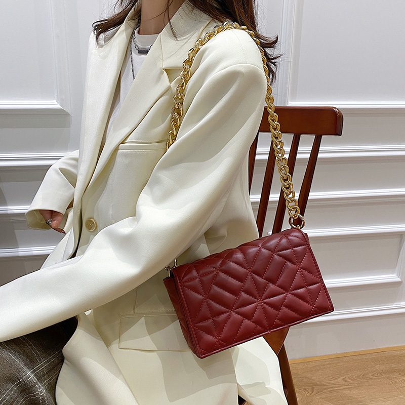 Latty Dame Minimalistisk Quiltet Flap Håndtaske - Brun