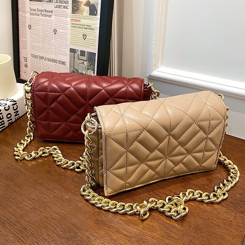 Latty Dame Minimalistisk Quiltet Flap Håndtaske - Brun
