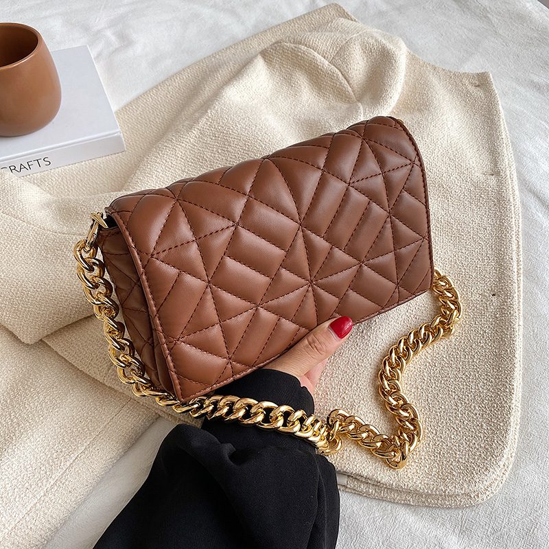 Latty Dame Minimalistisk Quiltet Flap Håndtaske - Brun