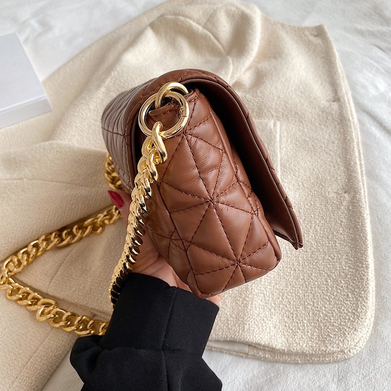 Latty Dame Minimalistisk Quiltet Flap Håndtaske - Brun