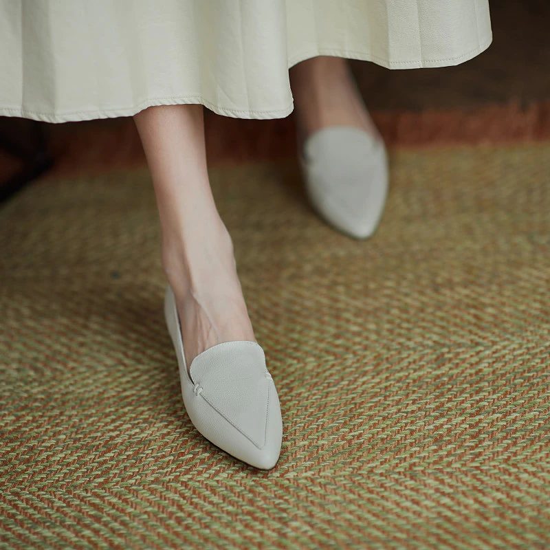 Leron Designer Loafer I Læder Til Kvinder - Beige