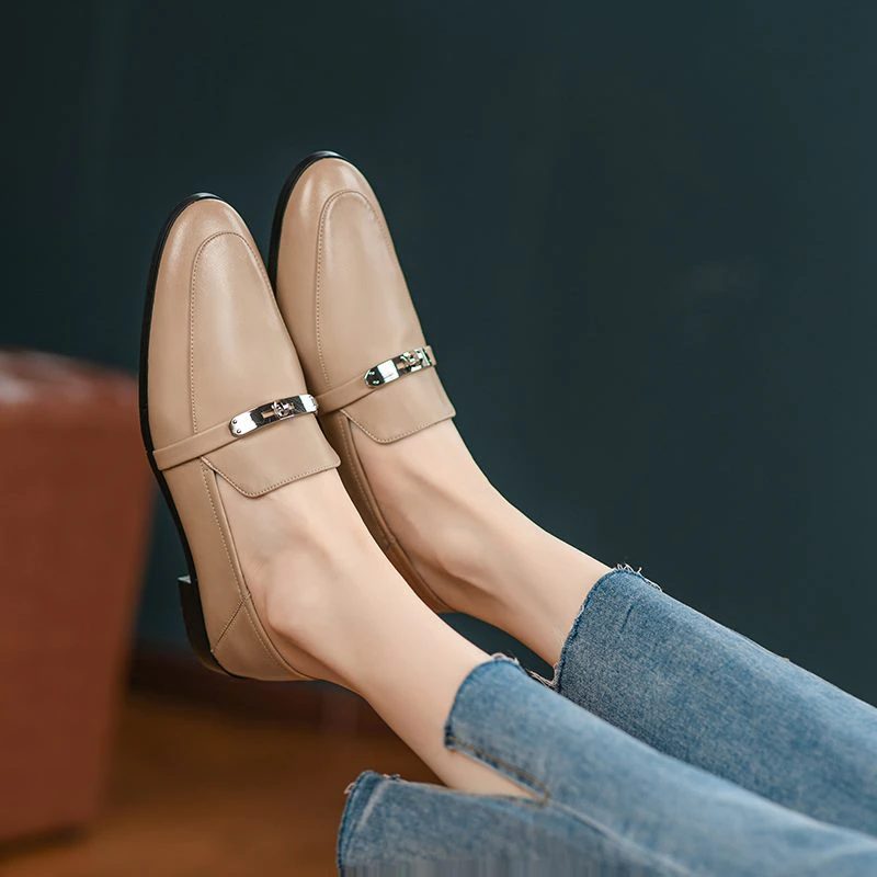 Letty Damekjole Flade Loafer Sko - Abrikos