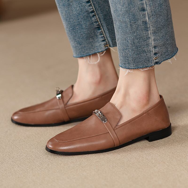 Letty Damekjole Flade Loafer Sko - Abrikos