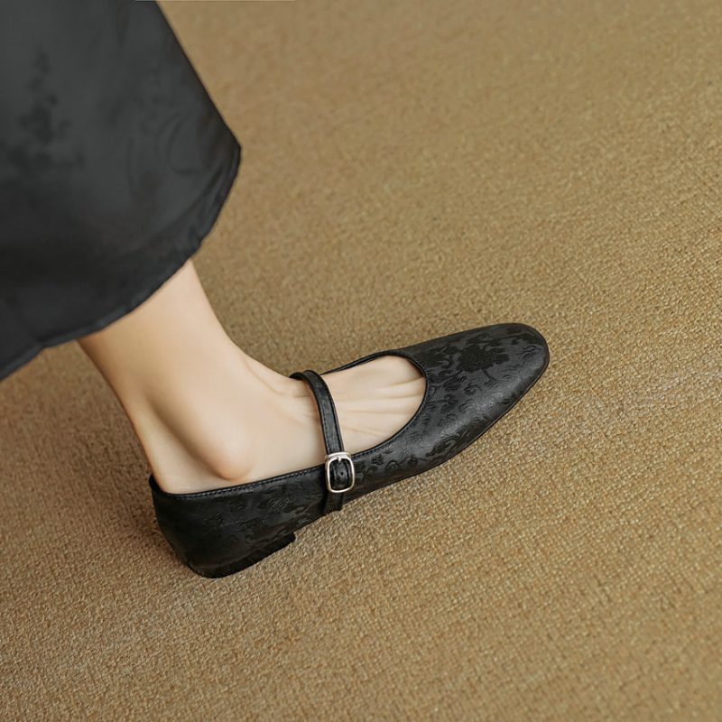 Lilia Dame Læder Flats - Sort