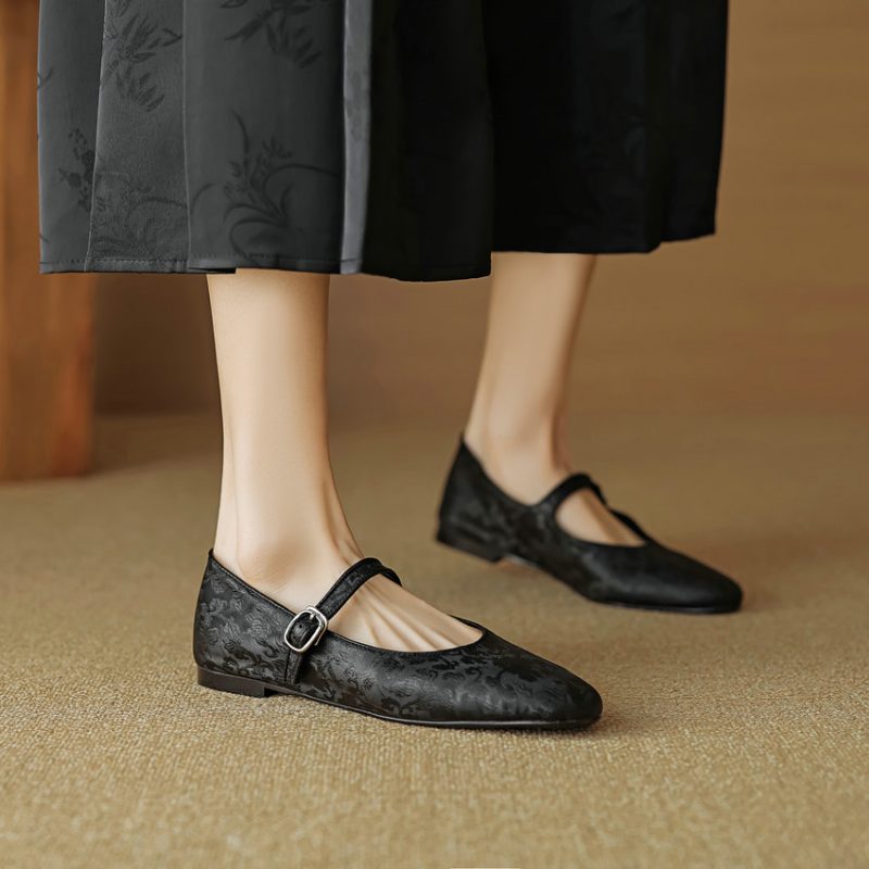 Lilia Dame Læder Flats - Sort