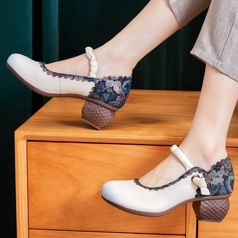 Lina Dame Spring Flower Pumps Sko - Beige